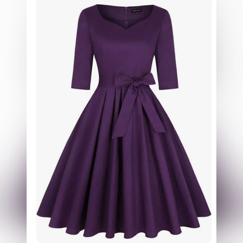 Mint Limit Purple Retro Vintage Rockabilly Sweetheart Cocktail Dress